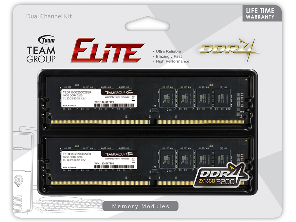 TED432G3200C22DC01 [DDR4 PC4-25600 16GB 2���g] �̐��i�摜