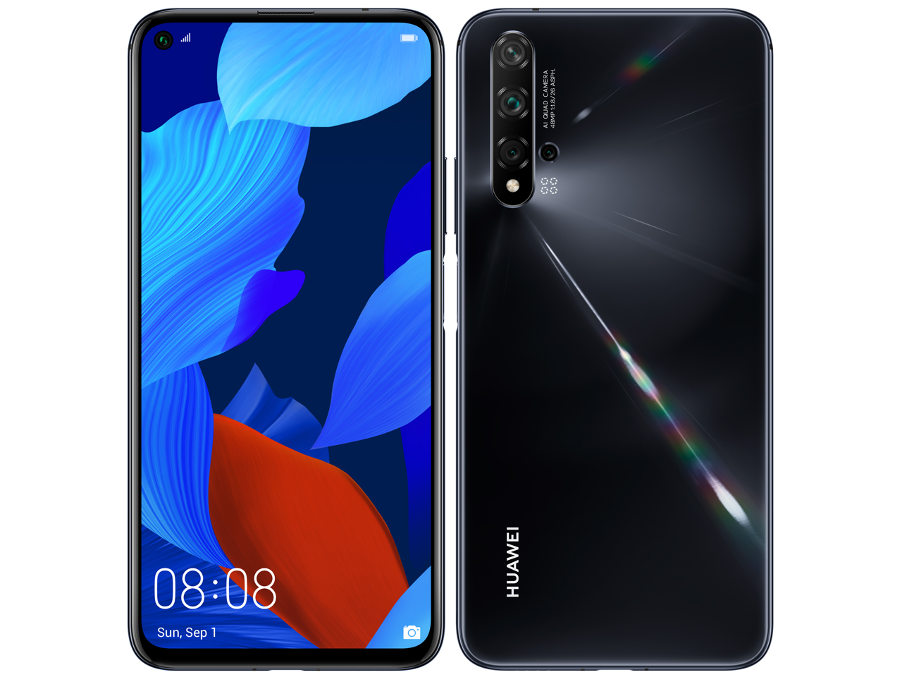 HUAWEI nova 5T SIM�t���[ [�u���b�N] �̐��i�摜
