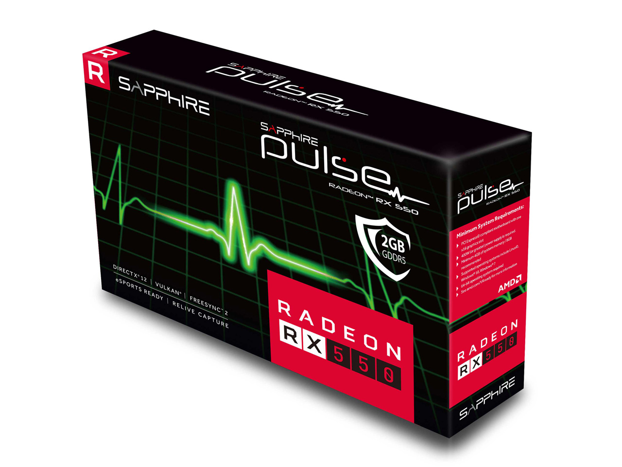 SAPPHIRE PULSE RADEON RX 550 2G GDDR5 HDMI/DVI-D/DP (UEFI) V2 [PCIExp 2GB]