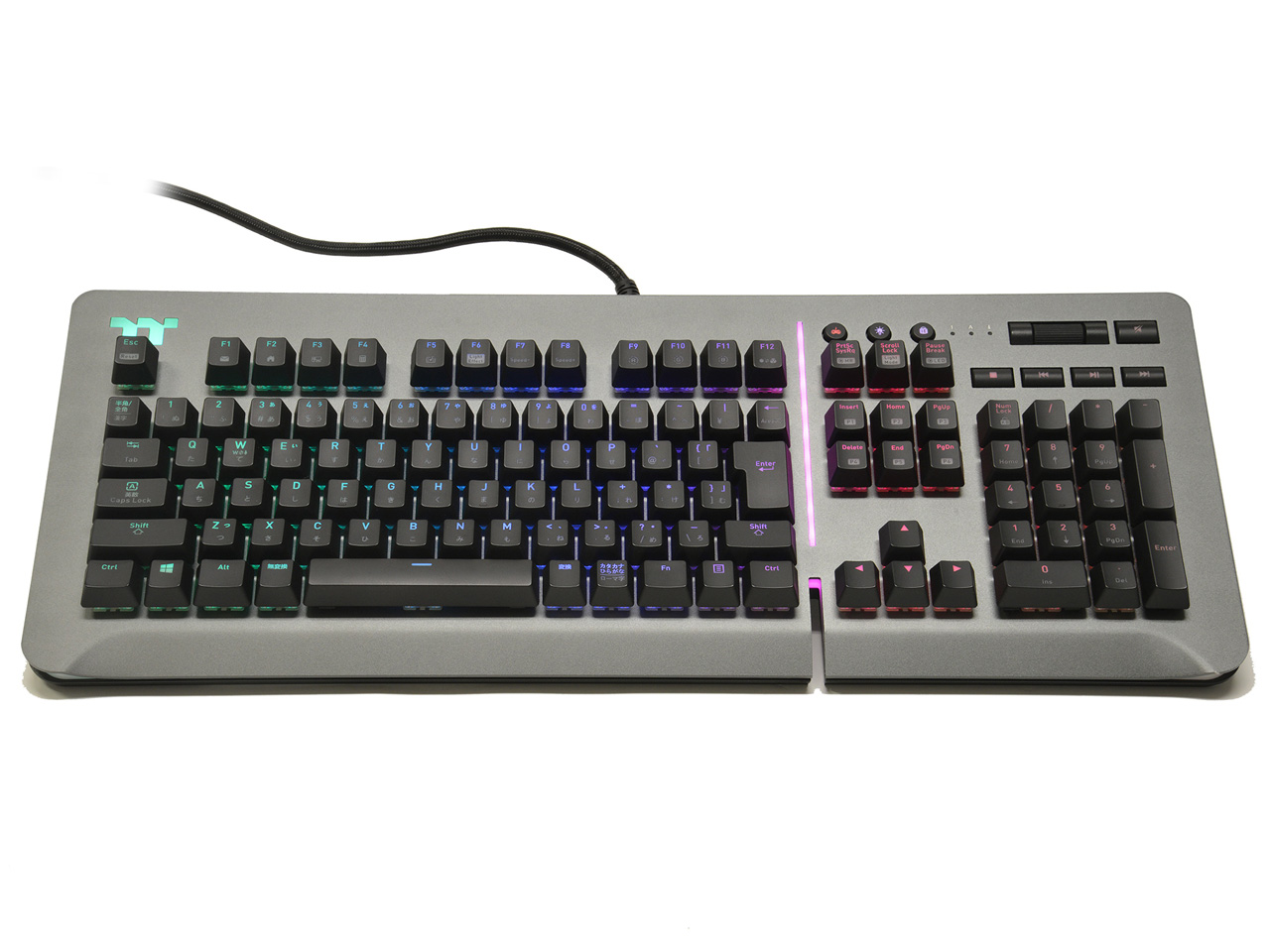 TT PREMIUM GAMING LEVEL 20 RGB TITANIUM Cherry MX Blue KB-LVT-BLSRJP-01 [�`�^�j�E��] �̐��i�摜