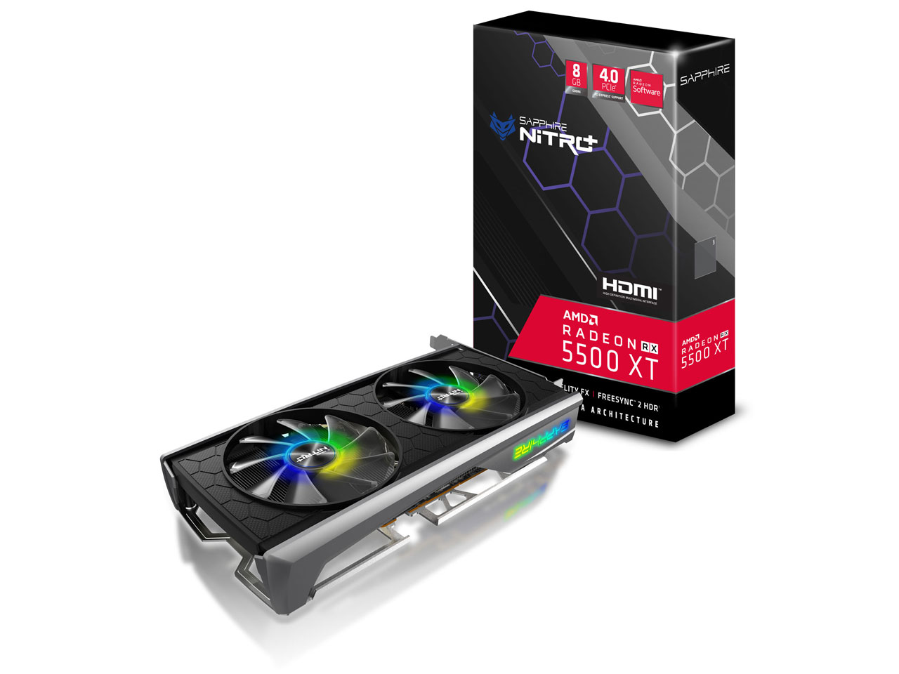 SAPPHIRE NITRO+ RADEON RX 5500 XT 8G GDDR6 DUAL HDMI/DUAL DP OC W/BP (UEFI) SPECIAL EDITION [PCIExp 8GB] �̐��i�摜