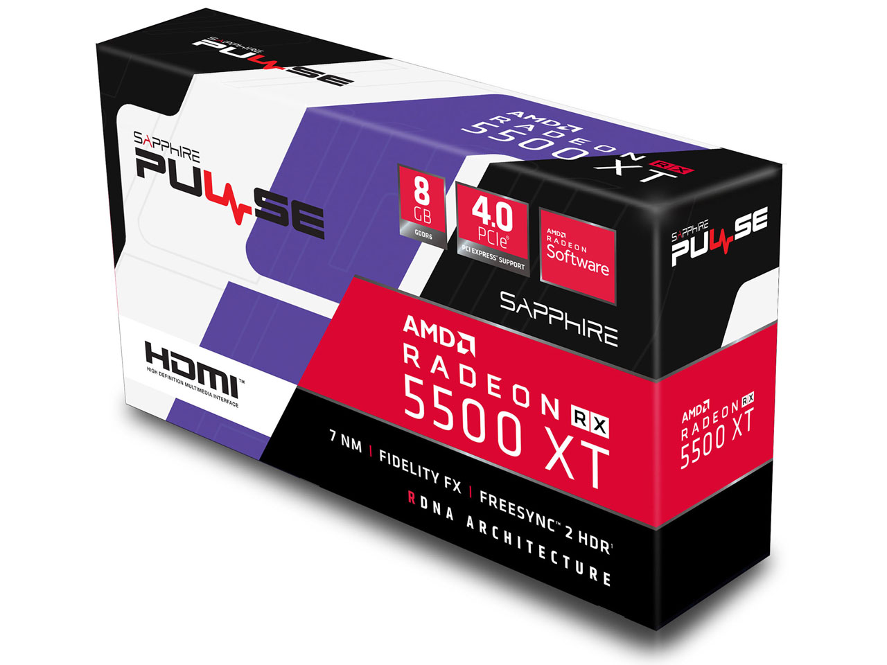 SAPPHIRE PULSE RADEON RX 5500 XT 8G GDDR6 HDMI/TRIPLE DP OC W/BP (UEFI) [PCIExp 8GB]
