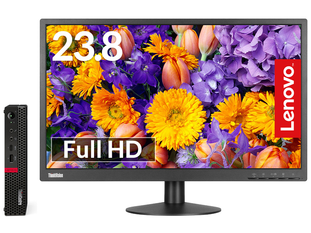 ThinkCentre M630e Tiny Windows 10 Pro�ECore i3�E8GB�������[�E256GB SSD���� 23.8�^���j�^�[�Z�b�g���f�� 10YM001PJP-S001 �̐��i�摜