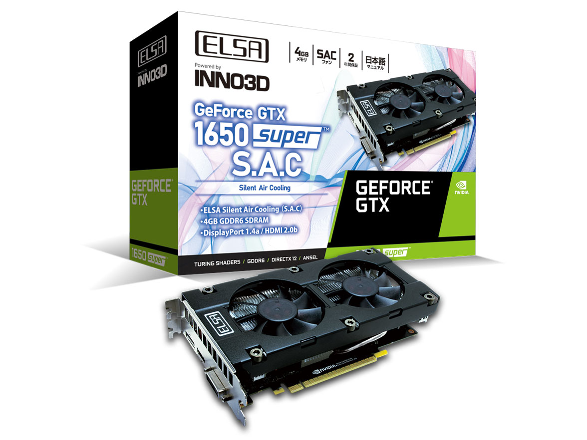 ELSA GeForce GTX 1650 Super S.A.C GD1650-4GERSS [PCIExp 4GB] �̐��i�摜