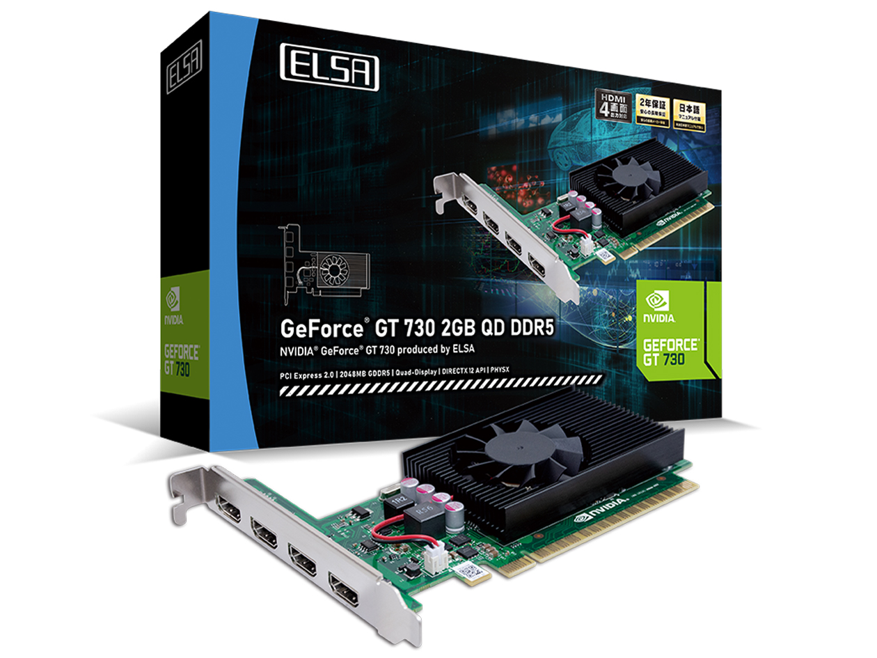 ELSA GeForce GT 730 2GB QD DDR5 GD730-2GERQDD5 [PCIExp 2GB] �̐��i�摜