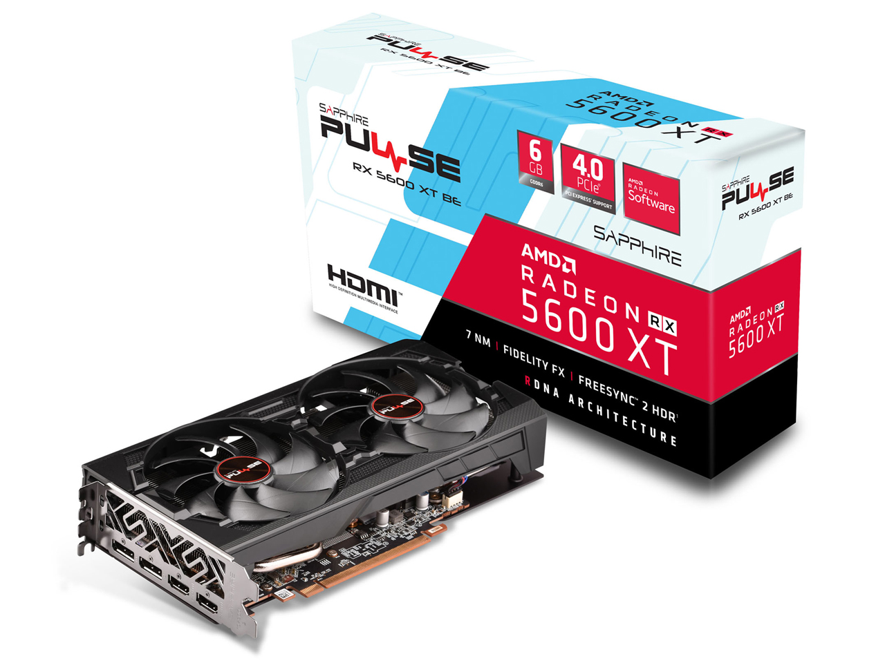 SAPPHIRE PULSE RADEON RX 5600 XT BE 6G GDDR6 DUAL HDMI/DUAL DP OC W/BP (UEFI) [PCIExp 6GB] �̐��i�摜