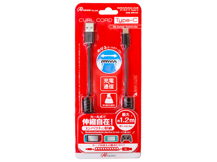Switch/Switch Lite�p �J�[���R�[�h Type-C ANS-SW109 [�u���b�N] �̐��i�摜