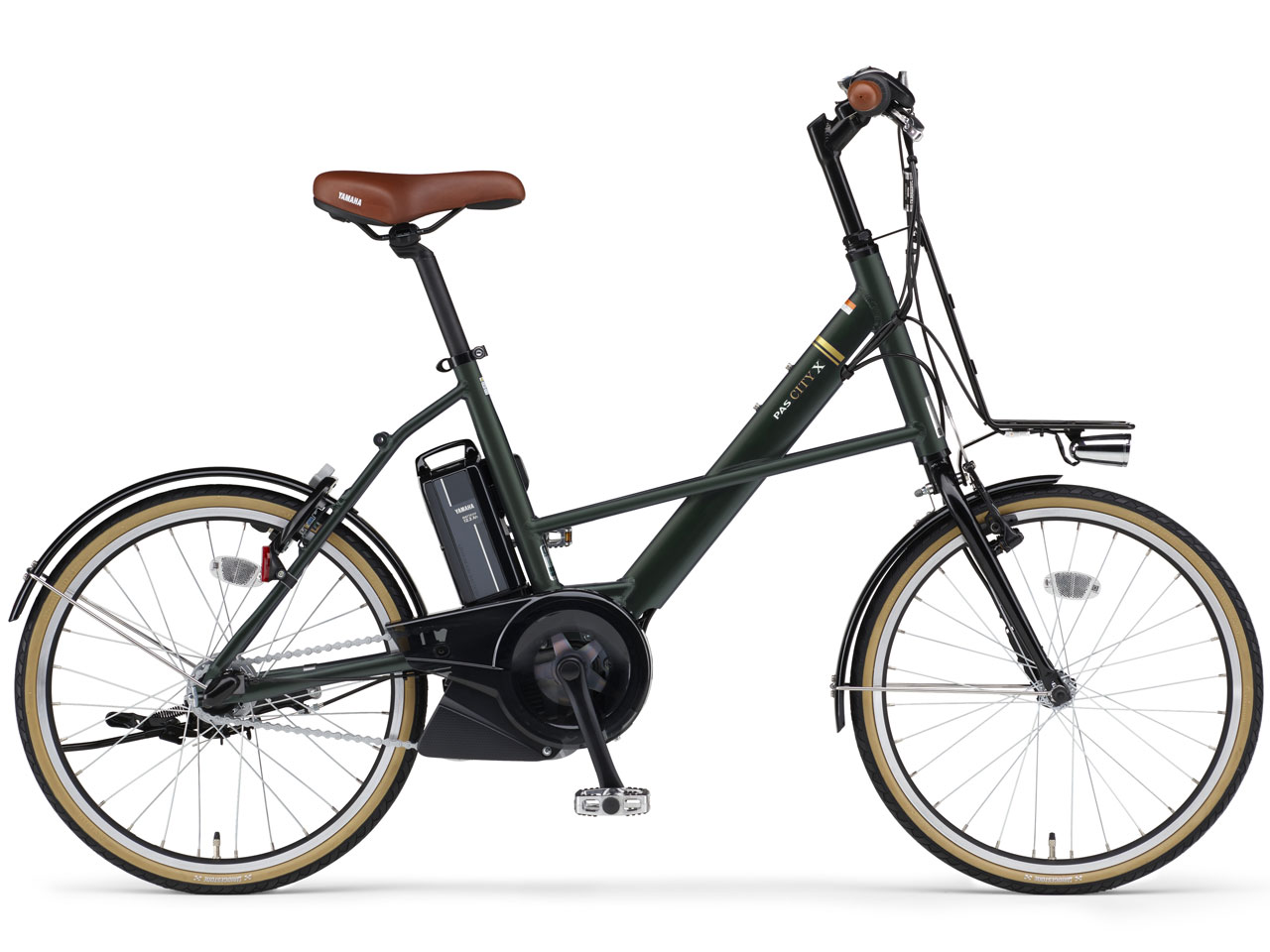 大阪府 ヤマハ 電動アシスト自転車 ダークグリーン 前カゴ付き ヤマハ PAS CITY-X PA20CX 2021年モデル [マットダークグリーン2