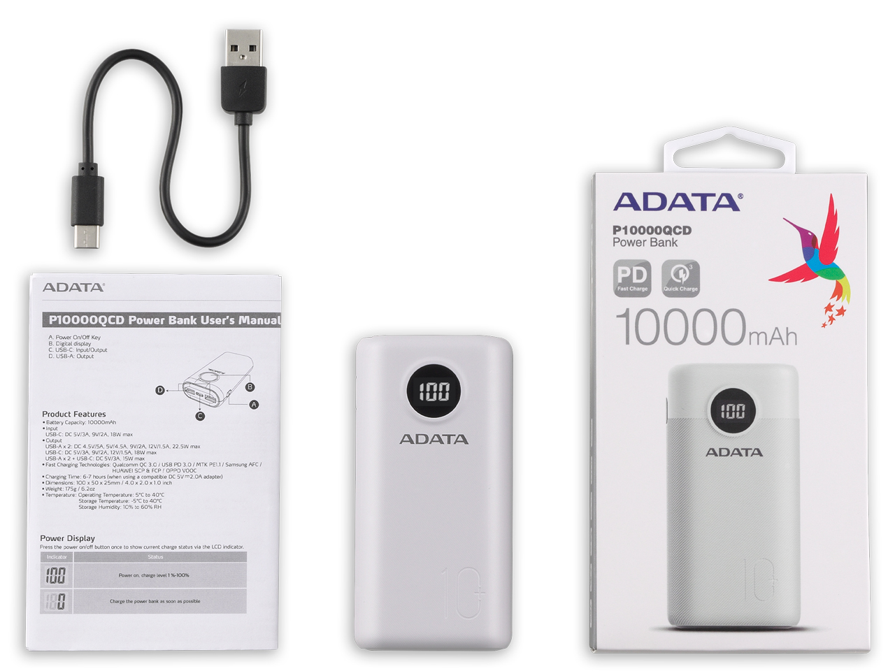 Power Bank AP10000QCD-DGT-CWH [�z���C�g]