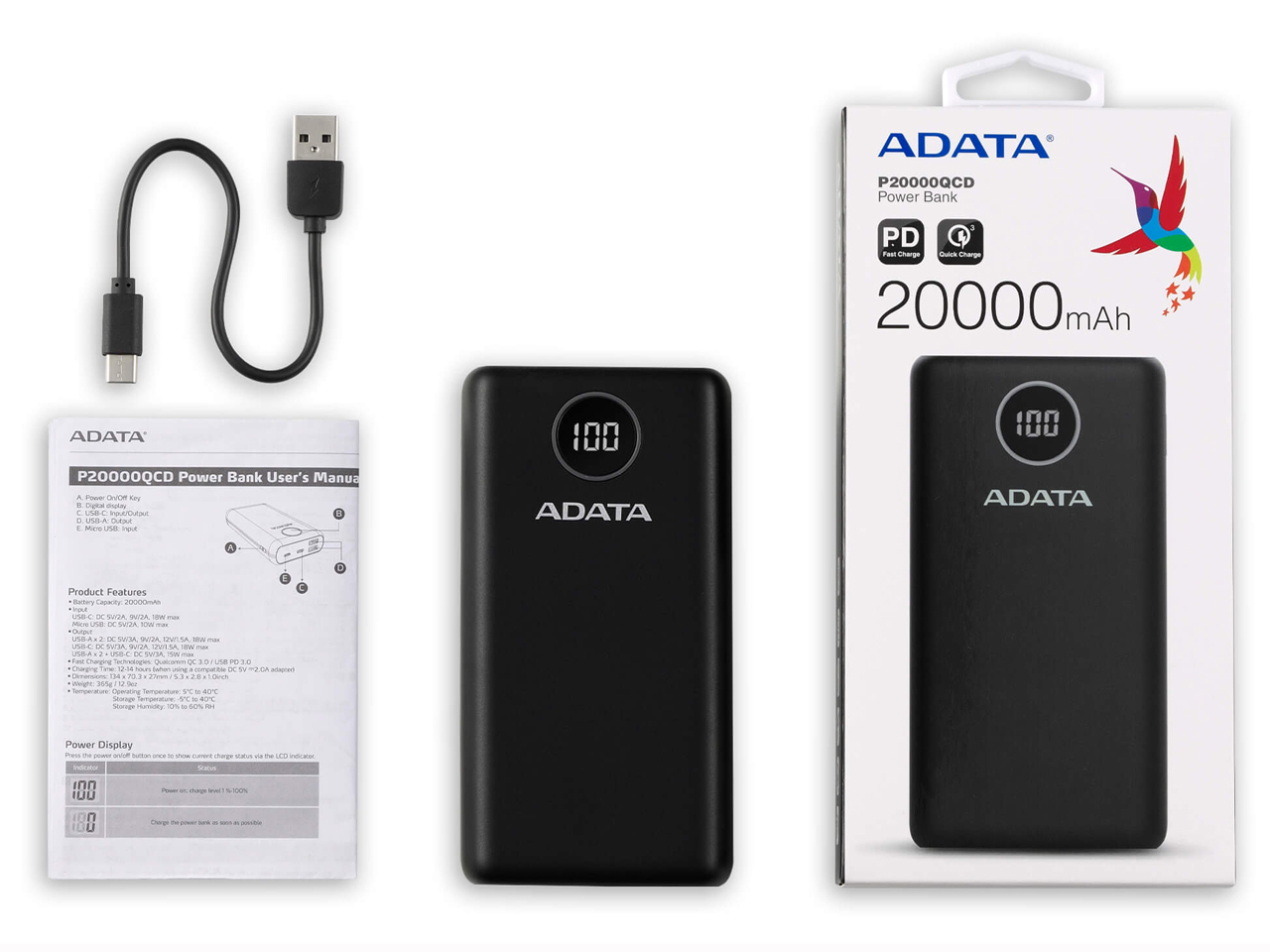 Power Bank AP20000QCD-DGT-CBK [�u���b�N]
