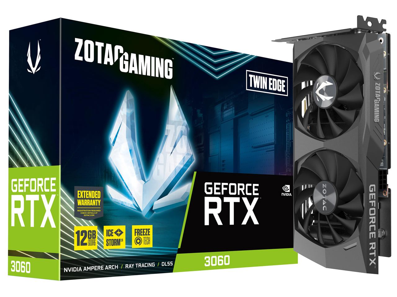 ZOTAC GAMING GeForce RTX 3060 Twin Edge ZT-A30600E-10M [PCIExp 12GB] �̐��i�摜