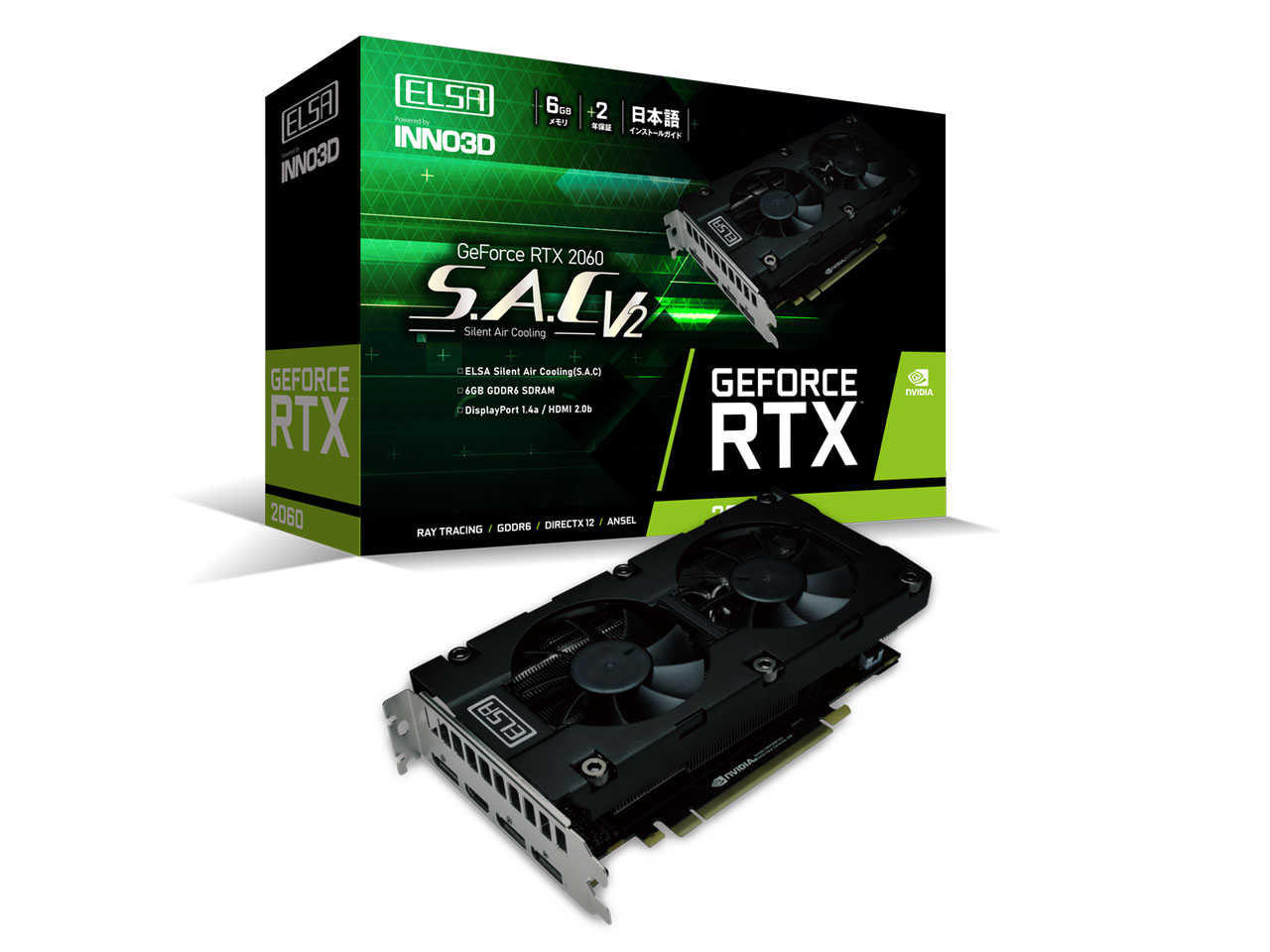 ELSA GeForce RTX 2060 S.A.C V2 GD2060-6GERS2 [PCIExp 6GB] �̐��i�摜