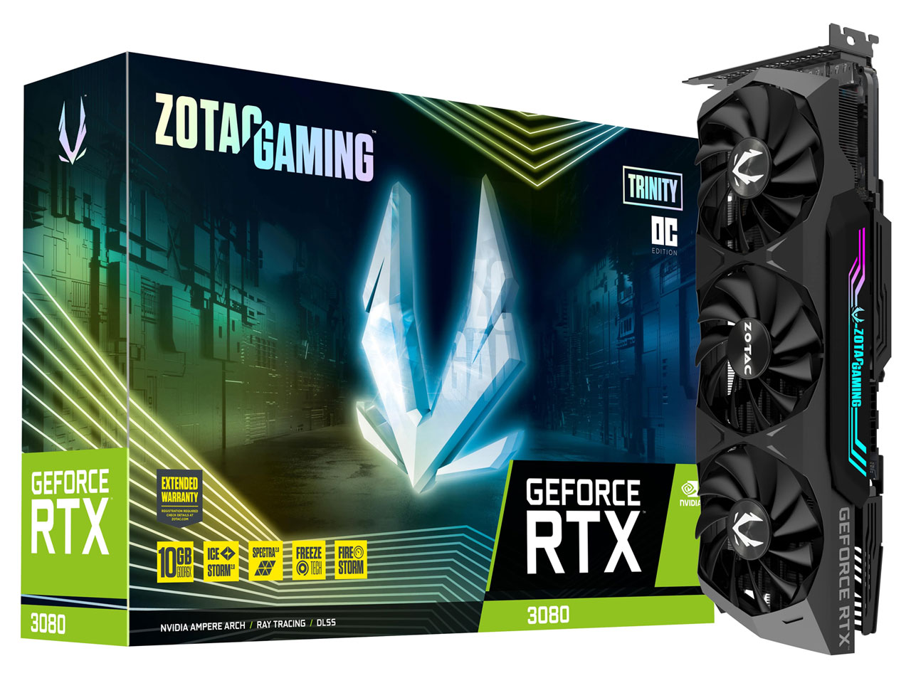 ZOTAC GAMING GeForce RTX 3080 Trinity OC LHR ZT-A30800J-10PLHR [PCIExp 10GB] �̐��i�摜