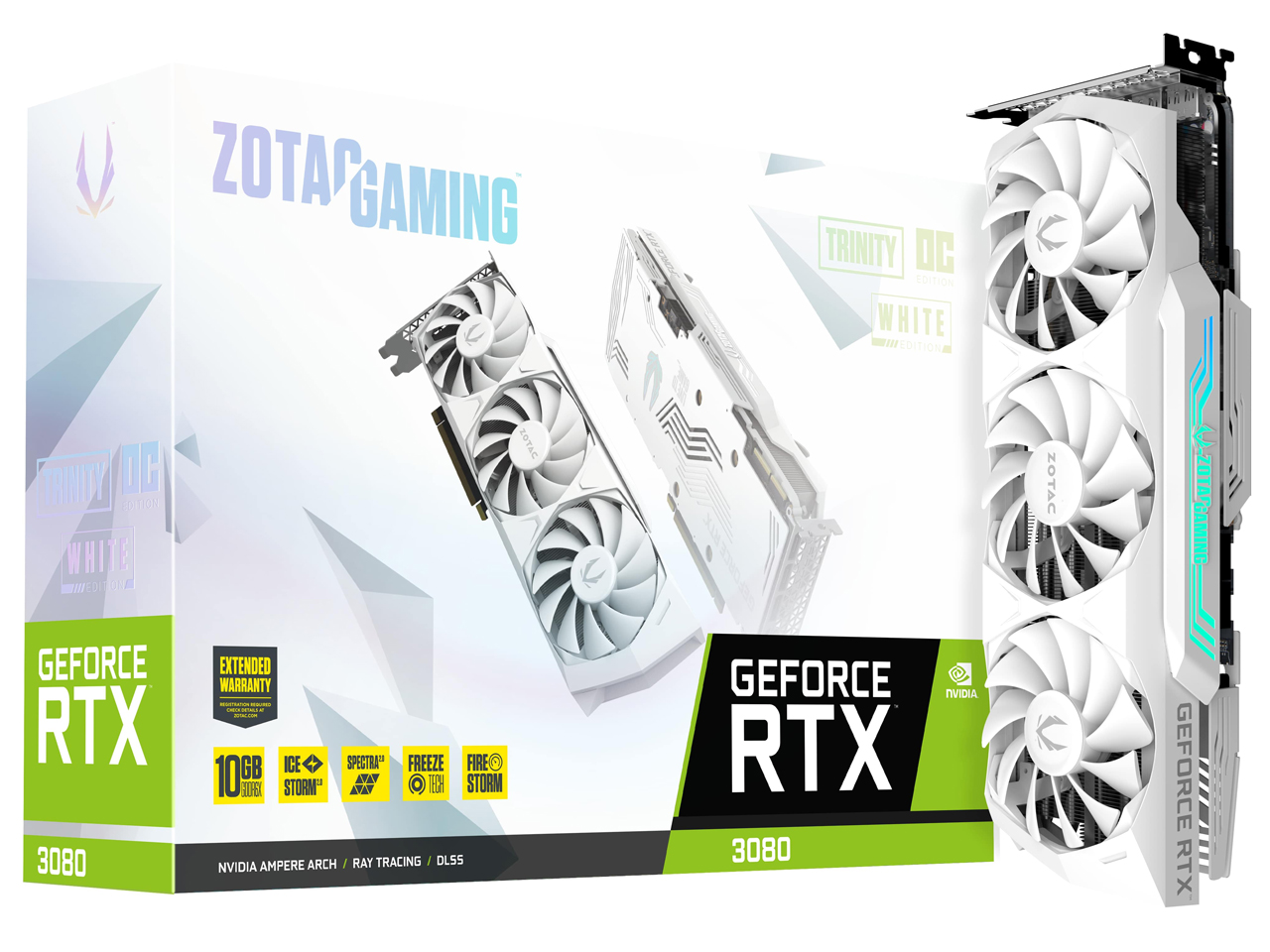 ZOTAC GAMING GeForce RTX 3080 Trinity OC White Edition LHR ZT-A30800K-10PLHR [PCIExp 10GB] �̐��i�摜