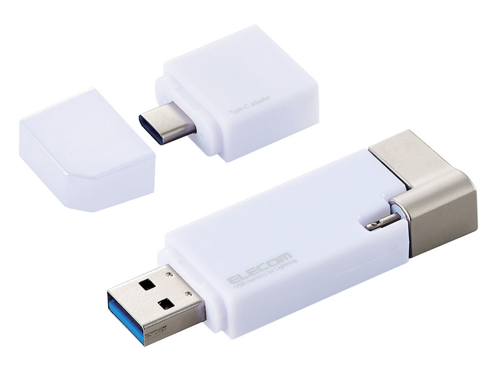 ロジテック ライトニング USBメモリ 32GB microB/タイプC変換