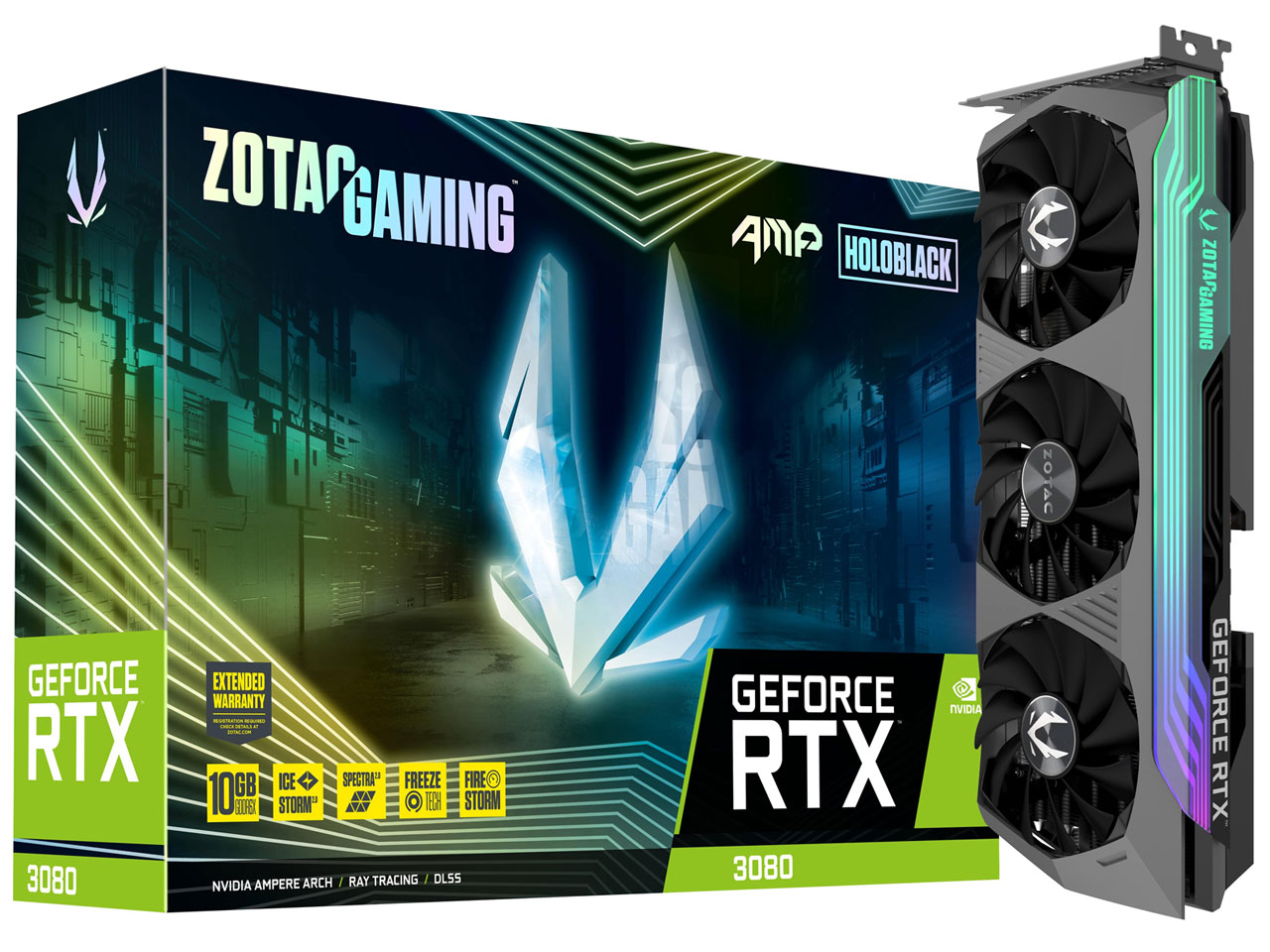 ZOTAC GAMING GeForce RTX 3080 AMP Holo LHR ZT-A30800F-10PLHR [PCIExp 10GB] �̐��i�摜