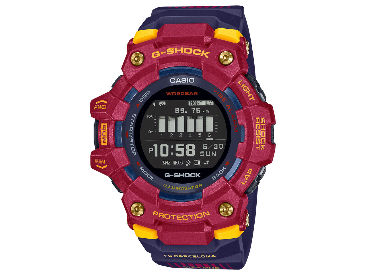 G-SHOCK �W�[�E�X�N���b�h FC Barcelona Matchday �R���{���[�V�������f�� GBD-100BAR-4JR �̐��i�摜
