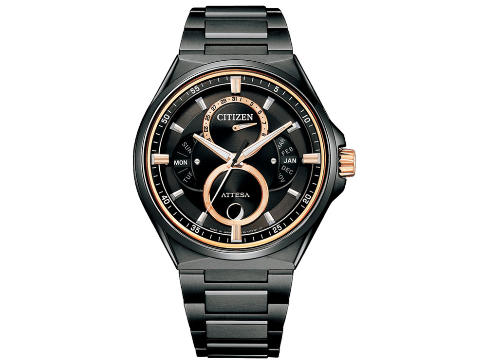 アテッサ エコ・ドライブ ACT Line ブラックチタンシリーズ トリプルカレンダー ムーンフェイズ BU0065-64E