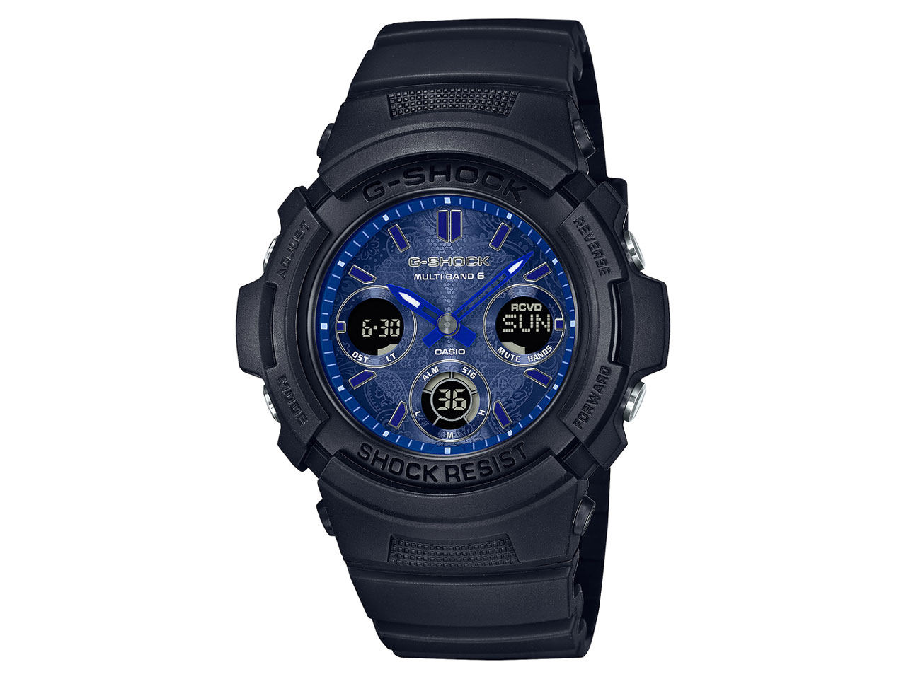 G-SHOCK BLUE PAISLEY�V���[�Y AWG-M100SBP-1AJF �̐��i�摜