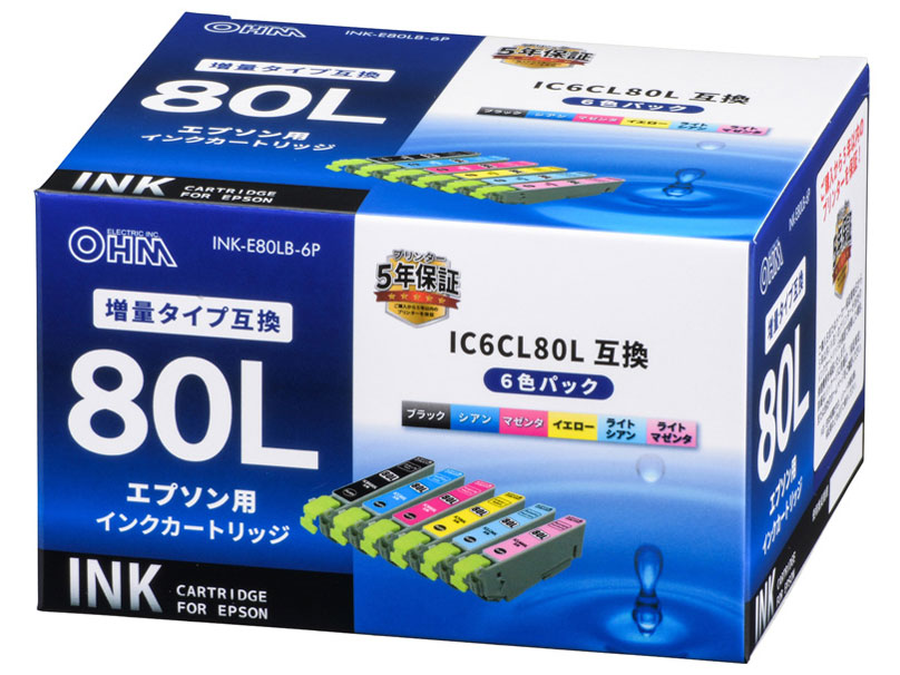 INK-E80LB-6P [�G�v�\���p IC6CL80L 6�F�p�b�N] �̐��i�摜