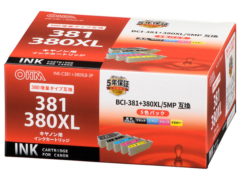 INK-C381+380XLB5P [�L���m���p BCI-381+380XL/5MP 5�F�p�b�N] �̐��i�摜