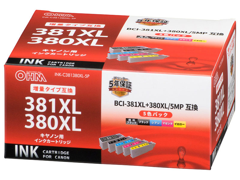 INK-C381380XL-5P [�L���m���p BCI-381XL+380XL/5MP 5�F�p�b�N] �̐��i�摜