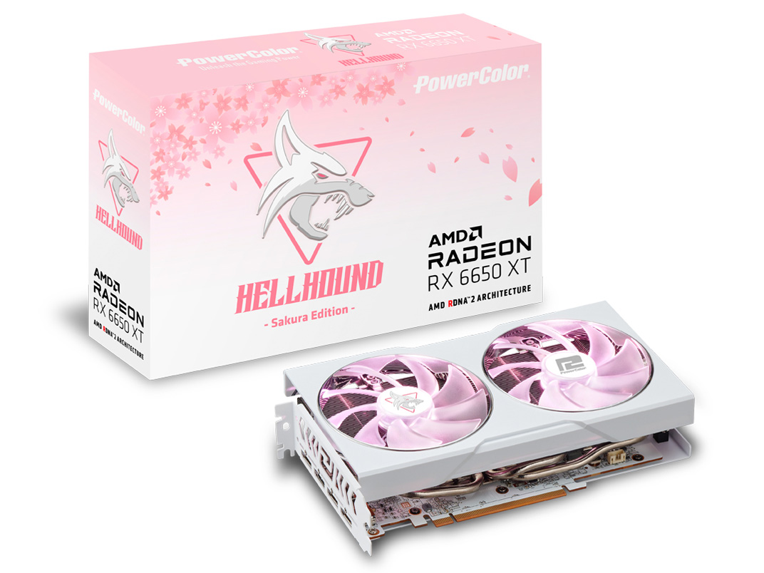 PowerColor Hellhound Sakura AMD Radeon RX 6650 XT 8GB GDDR6 AXRX 6650XT 8GBD6-3DHLV3/OC [PCIExp 8GB] �̐��i�摜