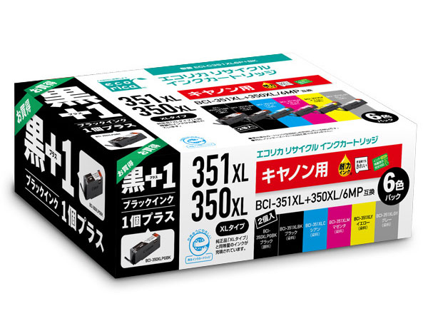 ECI-C351XL6P+BK [�L���m���p BCI-351XL+350XL/6MP+BCI-350XLPGBK 6�F�p�b�N+��] �̐��i�摜