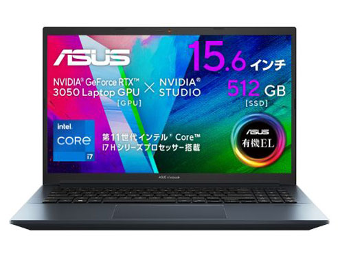 Vivobook Pro 15 OLED K3500PC ���i.com���� Core i7�E512GB SSD�E16GB�������ERTX 3050�E15.6�^�t��HD�L�@EL�EMicrosoft Office H&B2021���ځE���񂵂�ۏ�3�N�Ńo���h�����f�� K3500PC-L1017WS/K �̐��i�摜