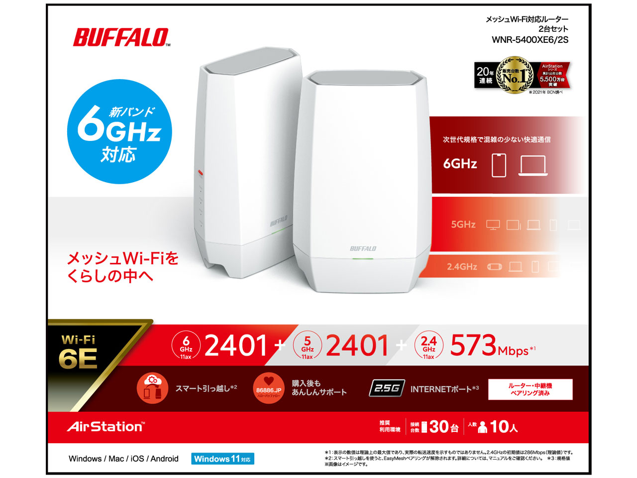 AirStation WNR-5400XE6/2S [�z���C�g]