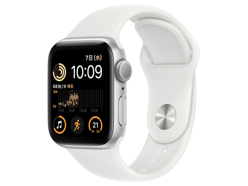 Apple Watch SE 第2世代 GPSモデル 40mm MNJV3J/A [シルバー/ホワイトスポーツバンド]