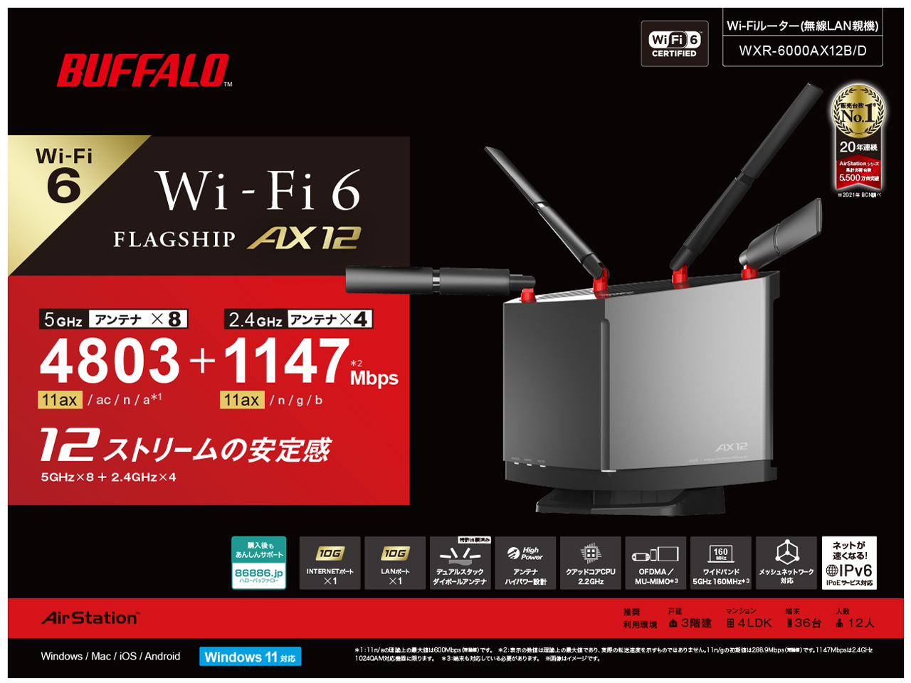 AirStation WXR-6000AX12B/D [�`�^�j�E���O���[]