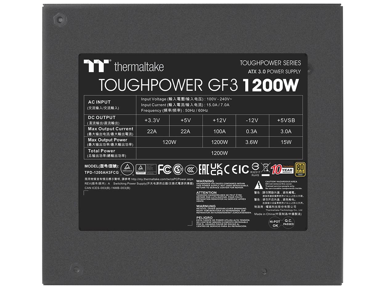 TOUGHPOWER GF3 1200W PCI Gen5.0 GOLD PS-TPD-1200FNFAGJ-4 [Black]