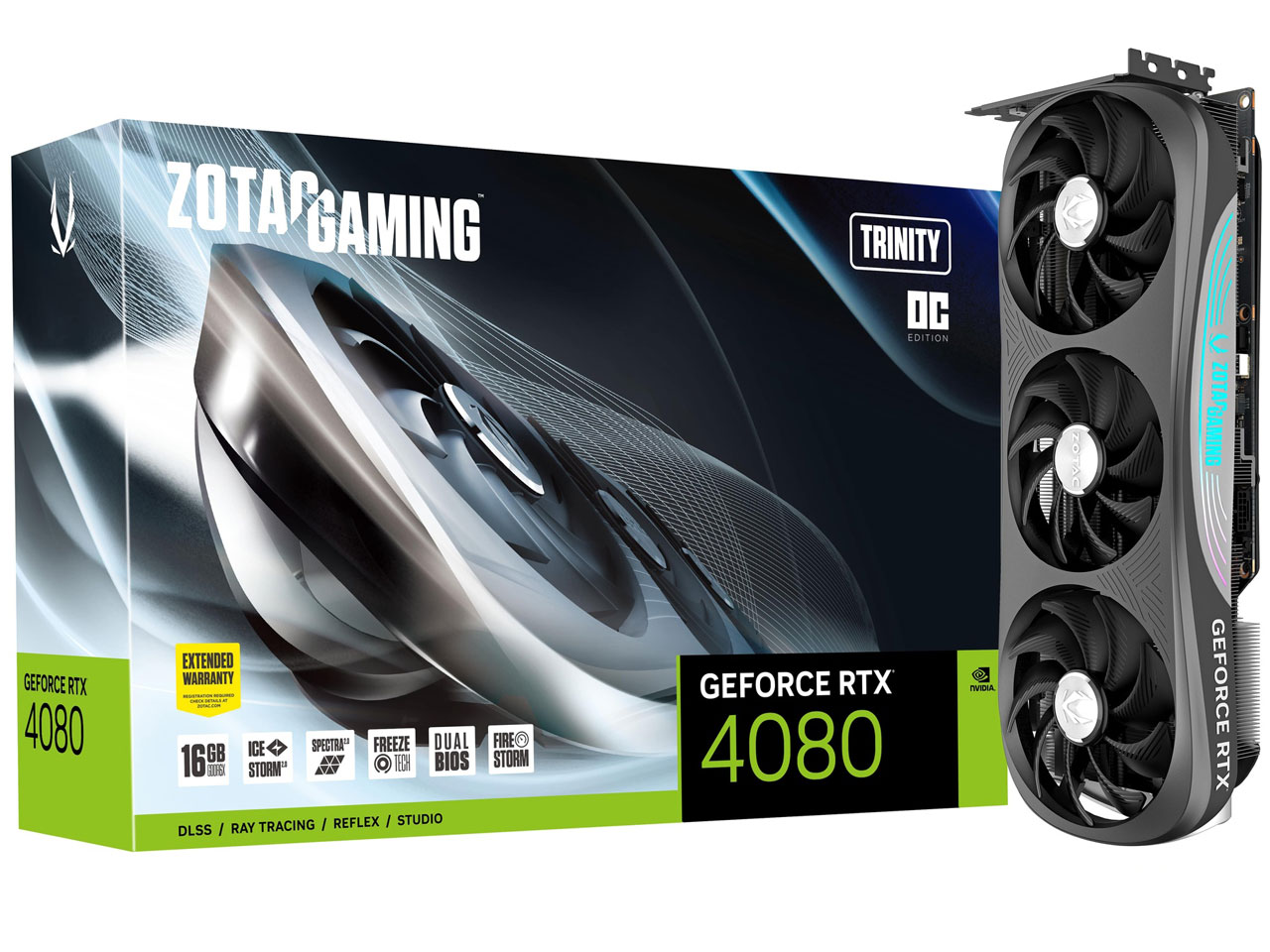 ZOTAC GAMING GeForce RTX 4080 16GB Trinity OC ZT-D40810J-10P [PCIExp 16GB] �̐��i�摜