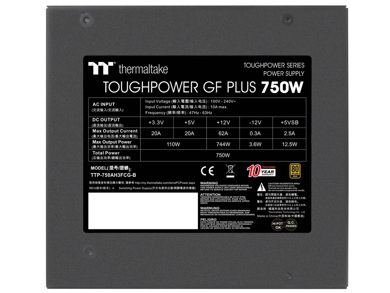 TOUGHPOWER GF PLUS 750W GOLD PS-TPD-0750FNFAGJ-3 [Black]
