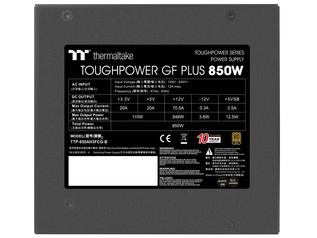 TOUGHPOWER GF PLUS 850W GOLD PS-TPD-0850FNFAGJ-3 [Black]