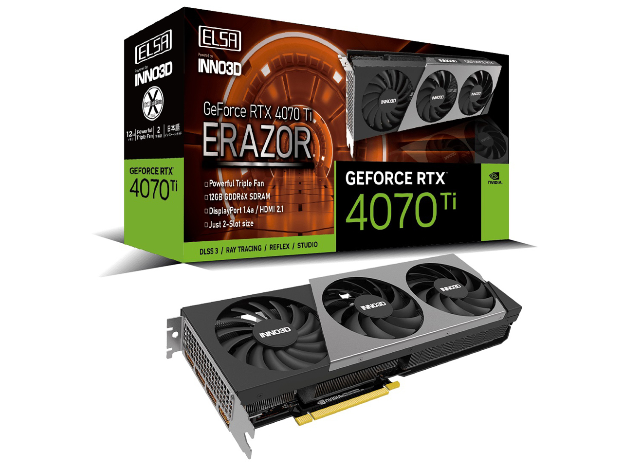 ELSA GeForce RTX 4070 Ti ERAZOR X GD4070T-12GEREZX [PCIExp 12GB] �̐��i�摜