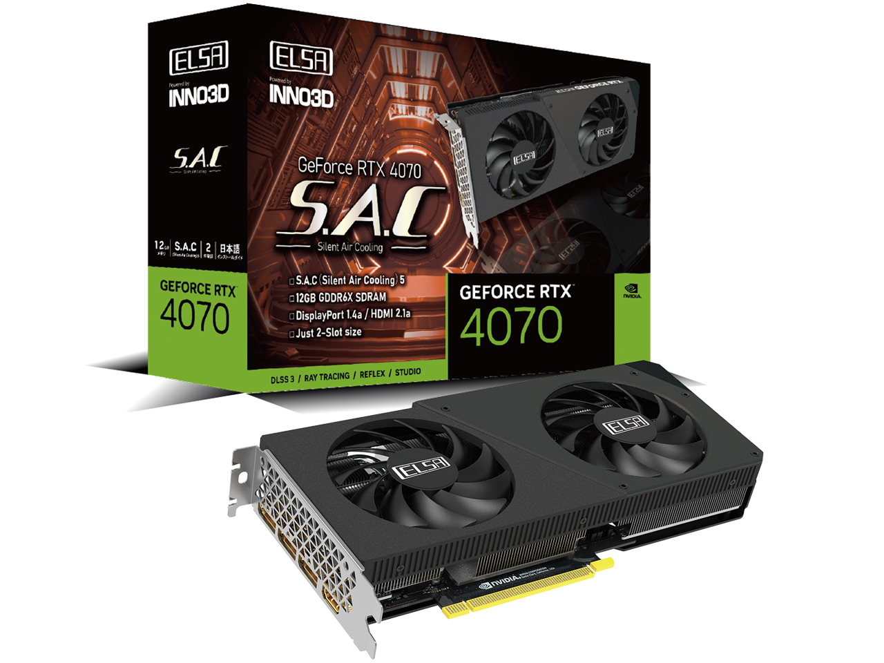 ELSA GeForce RTX 4070 S.A.C GD4070-12GERS [PCIExp 12GB] �̐��i�摜