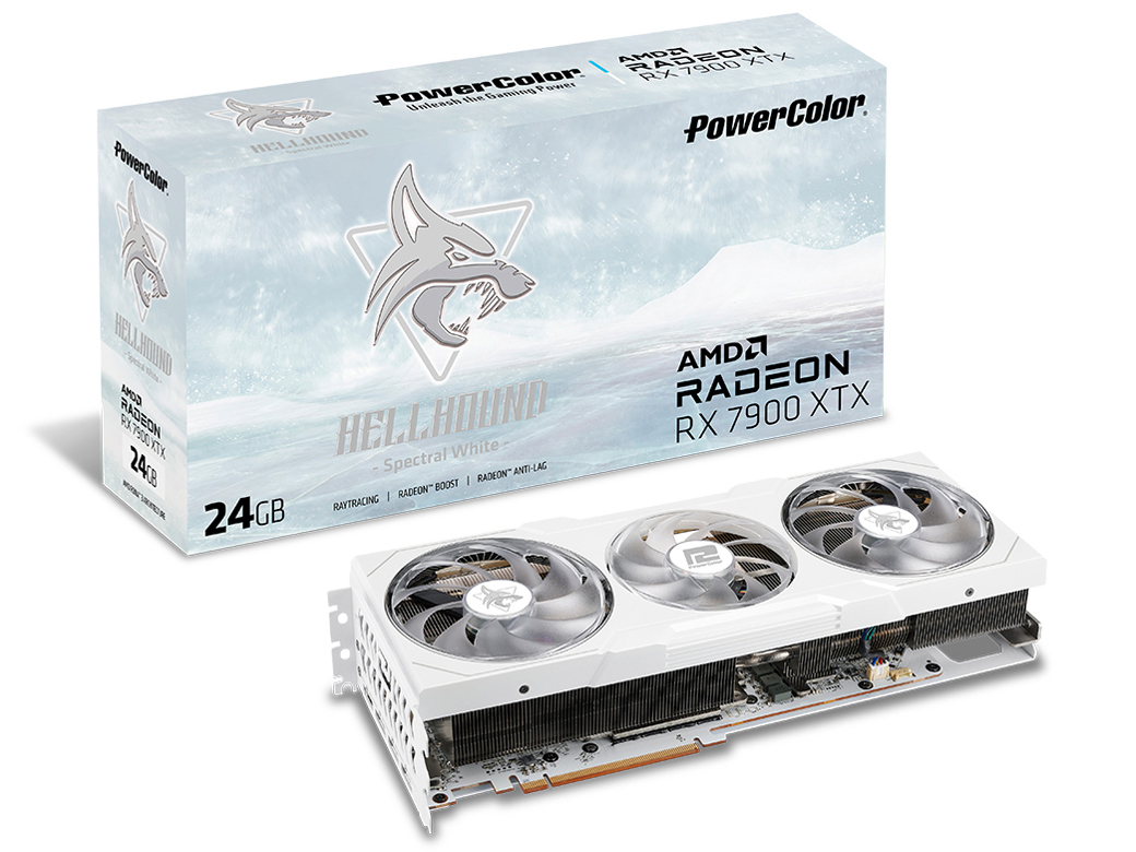 PowerColor Hellhound Spectral White AMD Radeon RX 7900 XTX 24GB GDDR6 RX7900XTX 24G-L/OC/WHITE [PCIExp 24GB] �̐��i�摜