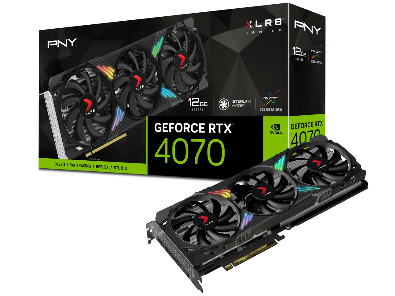 GeForce RTX 4070 12GB XLR8 �Q�[�~���O VERTO EPIC-X RGB �g���v���t�@�� VCG407012TFXXPB1 [PCIExp 12GB] �̐��i�摜