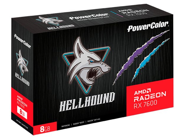 PowerColor Hellhound AMD Radeon RX 7600 8GB GDDR6 RX7600 8G-L/OC [PCIExp 8GB]