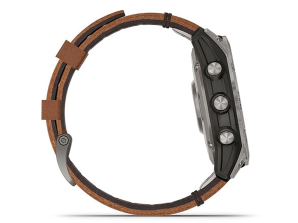 fenix 7 Pro Sapphire Dual Power 010-02777-82 [Ti Carbon Gray/Chestnut Leather Band]