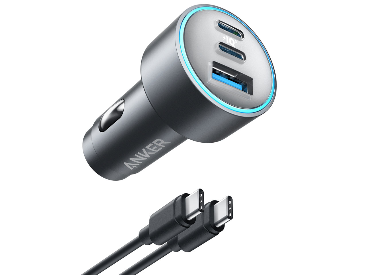 535 Car Charger with USB-C & USB-C �P�[�u�� B27310A1 [�u���b�N] �̐��i�摜