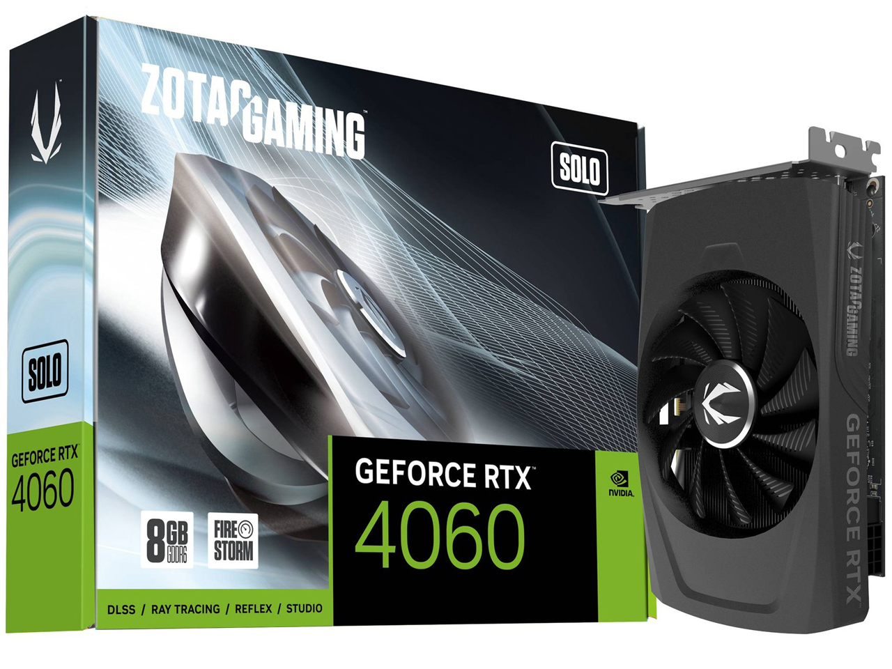 ZOTAC GAMING GeForce RTX 4060 8GB SOLO ZT-D40600G-10L [PCIExp 8GB] �̐��i�摜
