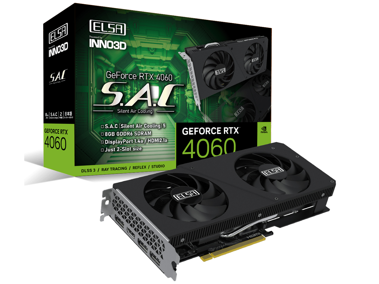 ELSA GeForce RTX 4060 S.A.C GD4060-8GERS [PCIExp 8GB] �̐��i�摜