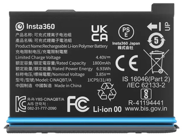 Insta360 X3 �o�b�e���[ CINAQBT/A �̐��i�摜