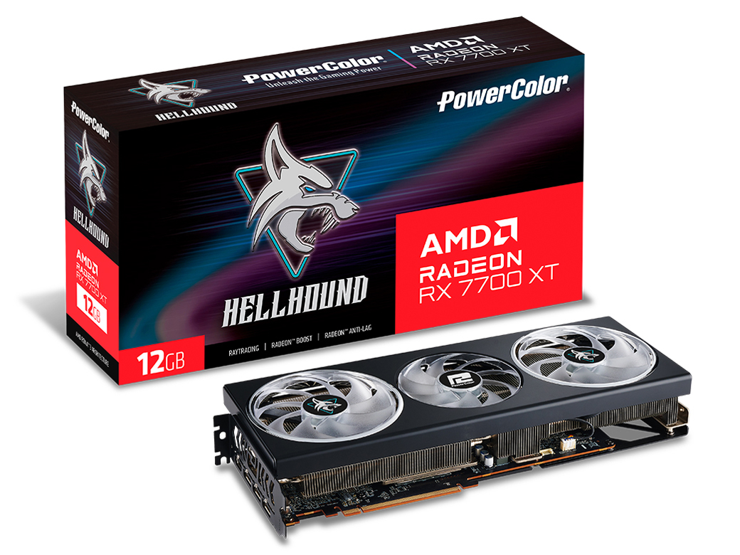 PowerColor Hellhound AMD Radeon RX 7700 XT 12GB GDDR6 RX7700XT 12G-L/OC [PCIExp 12GB] �̐��i�摜