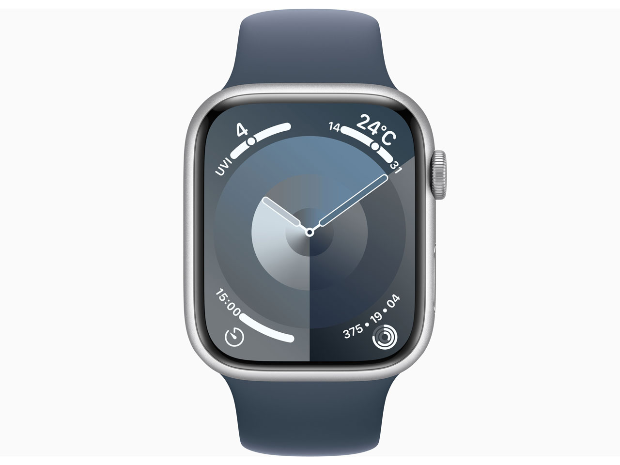 Apple Watch Series 9 GPS���f�� 45mm MR9D3J/A [�V���o�[/�X�g�[���u���[�X�|�[�c�o���h S/M]