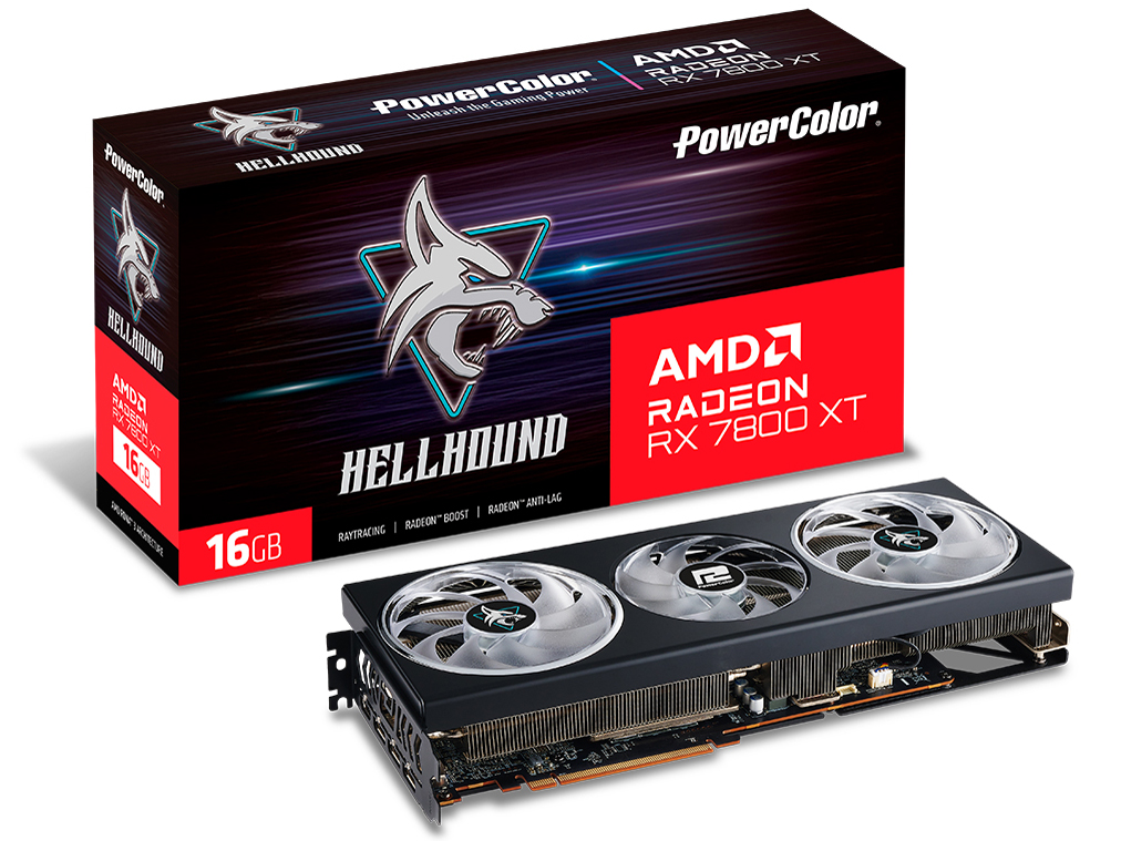 PowerColor Hellhound AMD Radeon RX 7800 XT 16GB GDDR6 RX7800XT 16G-L/OC [PCIExp 16GB] �̐��i�摜