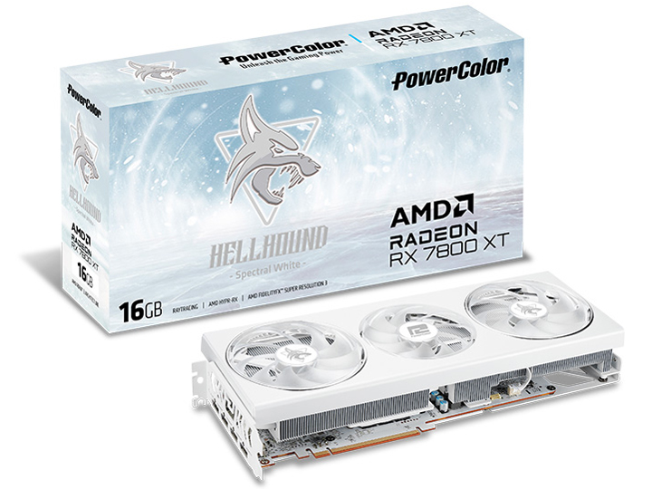 PowerColor Hellhound Spectral White AMD Radeon RX 7800 XT 16GB GDDR6 RX7800XT 16G-L/OC/WHITE [PCIExp 16GB] �̐��i�摜